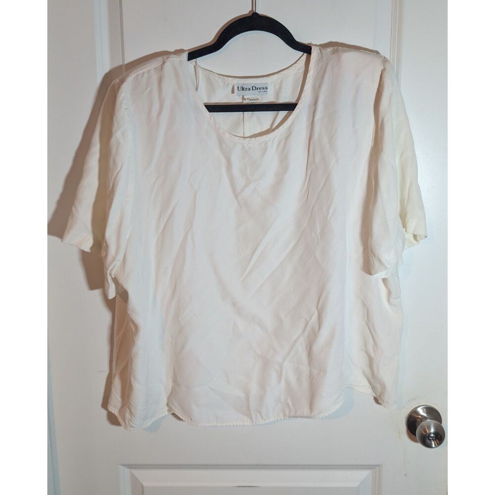 Ultra Dress New York White Blouse With Shoulder Pads 22W